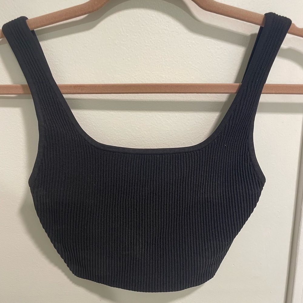Babaton Sculpt Knit Squareneck Cropped Tank black